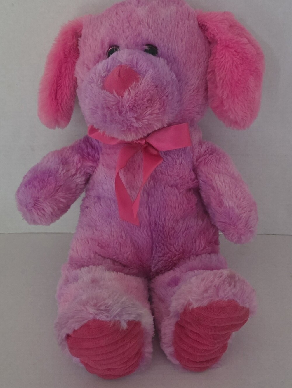 Kellytoy 18" Pink & Purple Tie Dye Plush Dog With Bow
